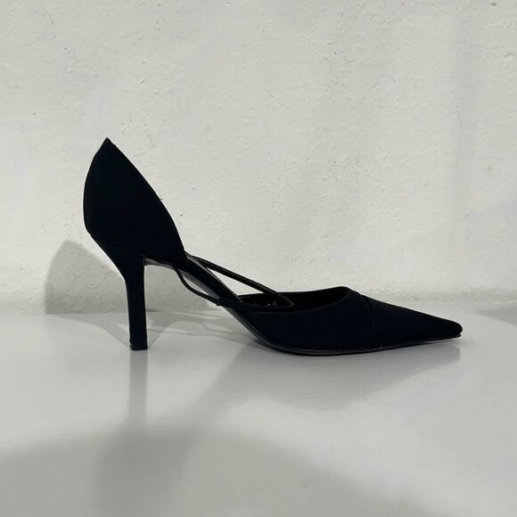 Chanel Black Fabric Point Toe D'Orsay Heels Size 7.5 - Picture 6 of 15